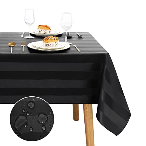 JIUZHEN Tischdecke Abwaschbar Schwarz Gestreift Tischdecke Outdoor Wasserdicht, Quadratische Wasserabweisenden mit Lotuseffekt Tischdecken, Tischtuch gartentisch, Wetterfeste für Balkon, 130 x220 cm JIUZHEN Tischdecke Abwaschbar Schwarz Gestreift Tischdecke Outdoor Wasserdicht, Quadratische Wasserabweisenden mit Lotuseffekt Tischdecken, Tischtuch gartentisch, Wetterfeste für Balkon, 130 x220 cm von JIUZHEN