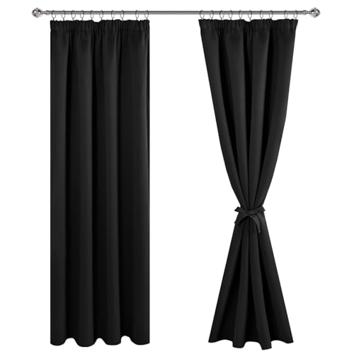 JIUZHEN Vorhänge mit Kräuselband Gardinen Wohnzimmer Verdunklungsvorhänge Vorhang Blickdicht Vorhänge Schlafzimmer Thermovorhang Schwarz,H228 x B117 cm,2er Set JIUZHEN Vorhänge mit Kräuselband Gardinen Wohnzimmer Verdunklungsvorhänge Vorhang Blickdicht Vorhänge Schlafzimmer Thermovorhang Schwarz,H228 x B117 cm,2er Set von JIUZHEN