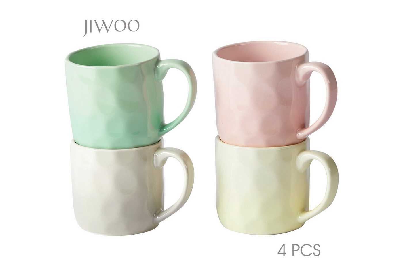 JIWOO Kaffeeservice 4er,380ml,Skandinavische Keramiktassen-Set,Kaffeebecher,Teebecher (4-tlg), 4 Personen, Keramik, Mikrowellen-und spülmaschinenfest,MattglasFarbverlauf,Minimalistisches JIWOO Kaffeeservice 4er,380ml,Skandinavische Keramiktassen-Set,Kaffeebecher,Teebecher (4-tlg), 4 Personen, Keramik, Mikrowellen-und spülmaschinenfest,MattglasFarbverlauf,Minimalistisches von JIWOO