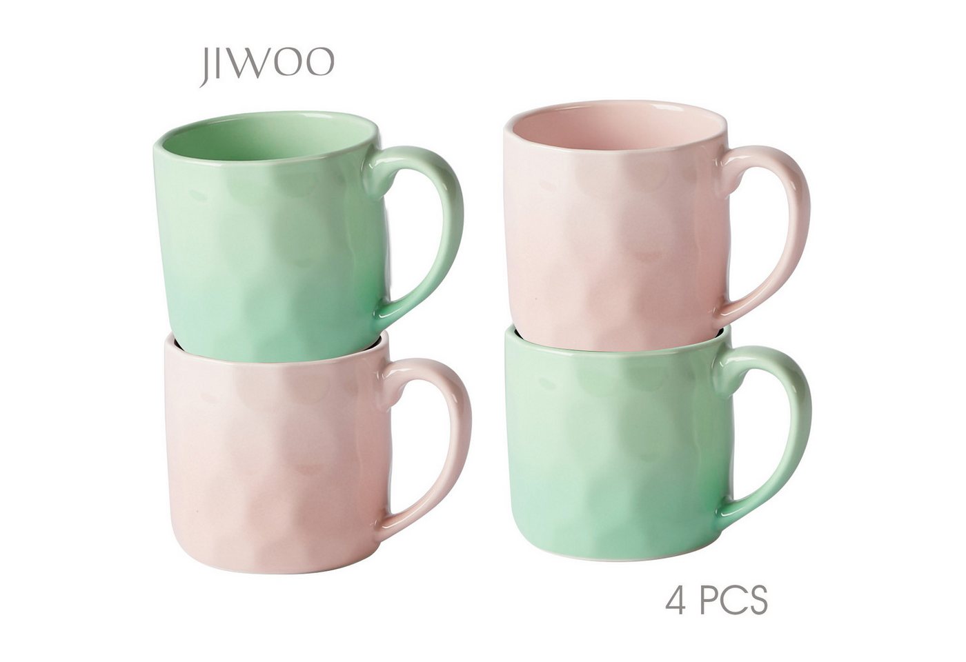 JIWOO Kaffeeservice 4er,380ml,Skandinavische Keramiktassen-Set,Kaffeebecher,Teebecher (4-tlg), 4 Personen, Keramik, Mikrowellen-und spülmaschinenfest,MattglasFarbverlauf,Minimalistisches JIWOO Kaffeeservice 4er,380ml,Skandinavische Keramiktassen-Set,Kaffeebecher,Teebecher (4-tlg), 4 Personen, Keramik, Mikrowellen-und spülmaschinenfest,MattglasFarbverlauf,Minimalistisches von JIWOO