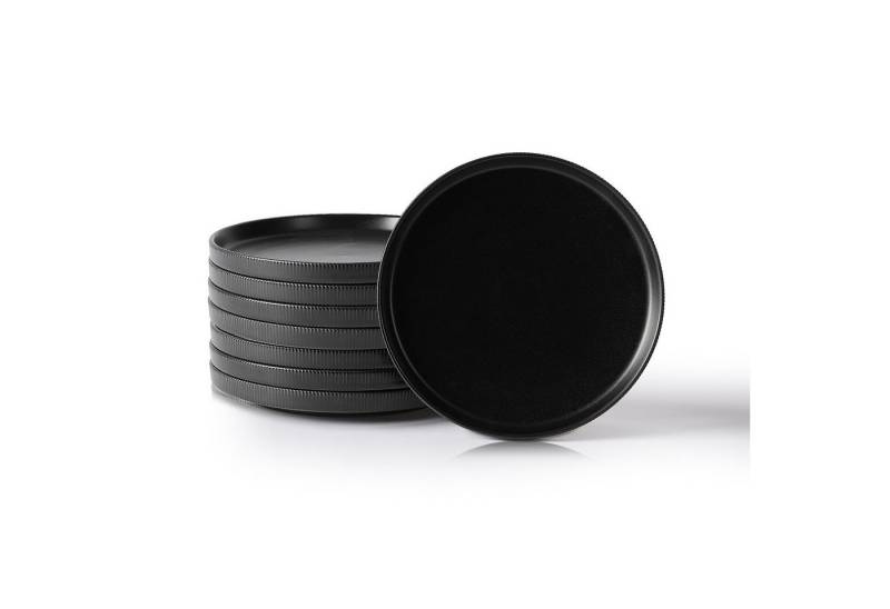 JIWOO Geschirr-Set 12teiliges Matte Oberfläche, Zeitlose Optik, Dezente Rillenstruktur (4-tlg), 4 Personen, Keramik, für 4 Personen von JIWOO