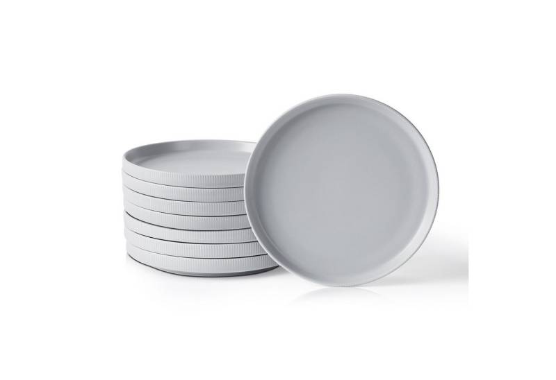 JIWOO Geschirr-Set 12teiliges Matte Oberfläche, Zeitlose Optik, Dezente Rillenstruktur (4-tlg), 4 Personen, Keramik, für 4 Personen von JIWOO