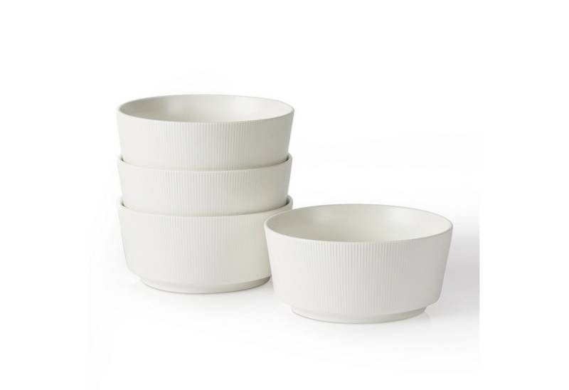 JIWOO Geschirr-Set 12teiliges Matte Oberfläche, Zeitlose Optik, Dezente Rillenstruktur (4-tlg), 4 Personen, Keramik, für 4 Personen von JIWOO