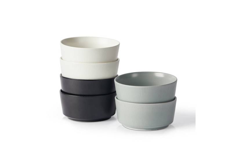 JIWOO Geschirr-Set 12teiliges Matte Oberfläche, Zeitlose Optik, Dezente Rillenstruktur (6-tlg), 4 Personen, Keramik, für 4 Personen von JIWOO