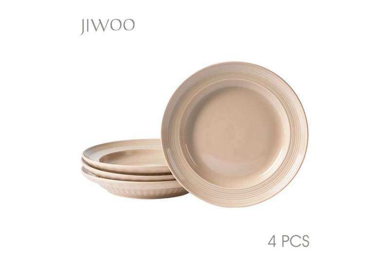 JIWOO Teller 4er,Ø21,5cm,Frühstücksteller,Salatteller,Pastateller,Vorspeisenteller, (4 St), Hochwertiges Keramik,Leichter Luxus, Ø 21.5cm von JIWOO