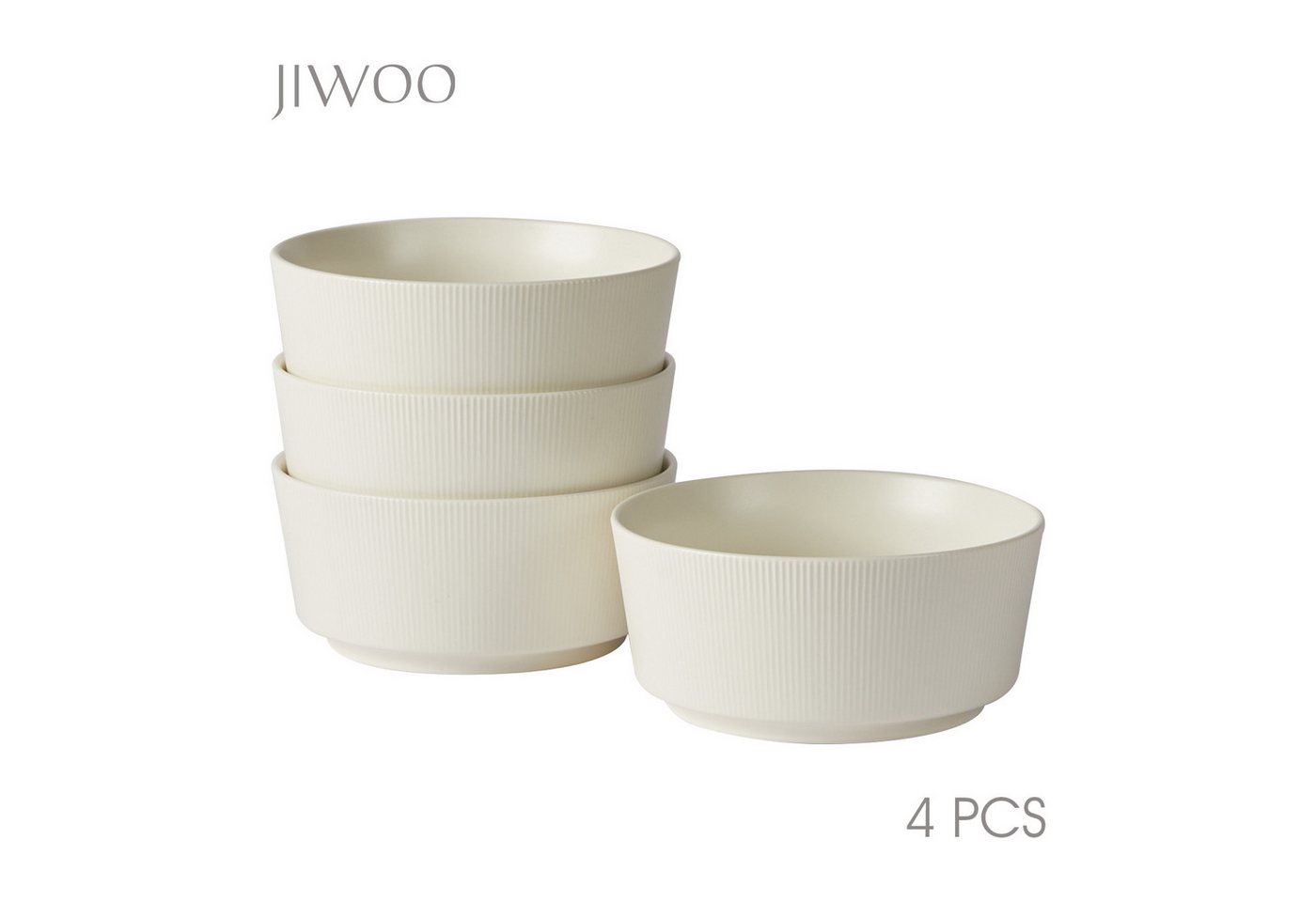 JIWOO Schüssel 4er,6 inch,Schüssel-Set,Salatschüssel,Obstschale,Müslischüssel, Hochwertiges Keramik, (Schüssel-Set, 4-tlg), Großes Fassungsvermögen, rutschfest und langlebig von JIWOO