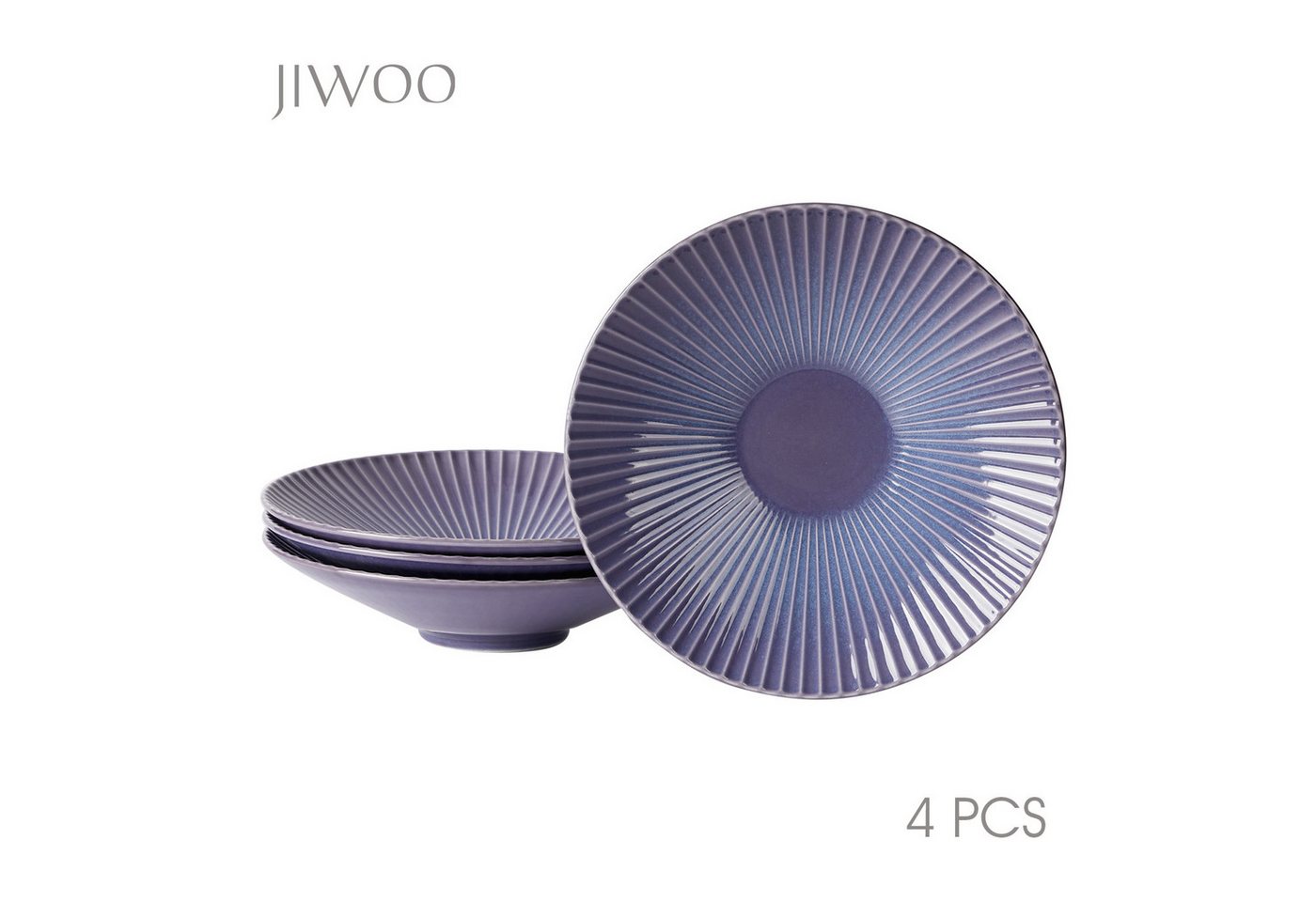 JIWOO Speiseteller 4er 10.25 Zoll Teller Set, Pastateller, Salatteller, Dessertschalen, (4 St), Hochwertiges Keramik,Leichter Luxus von JIWOO