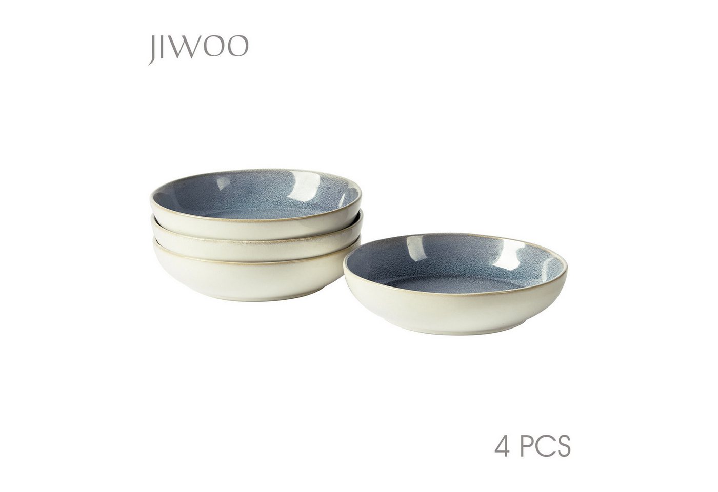 JIWOO Suppenschüssel 4er,Ø22cm,Salatschüssel,Obstschale,Müslischale,Servierschüssel, Keramik, (Keramik-Geschirrset, 4-tlg), glänzende Reaktivglasur,Spülmaschinengeeignet,Ø21cm von JIWOO