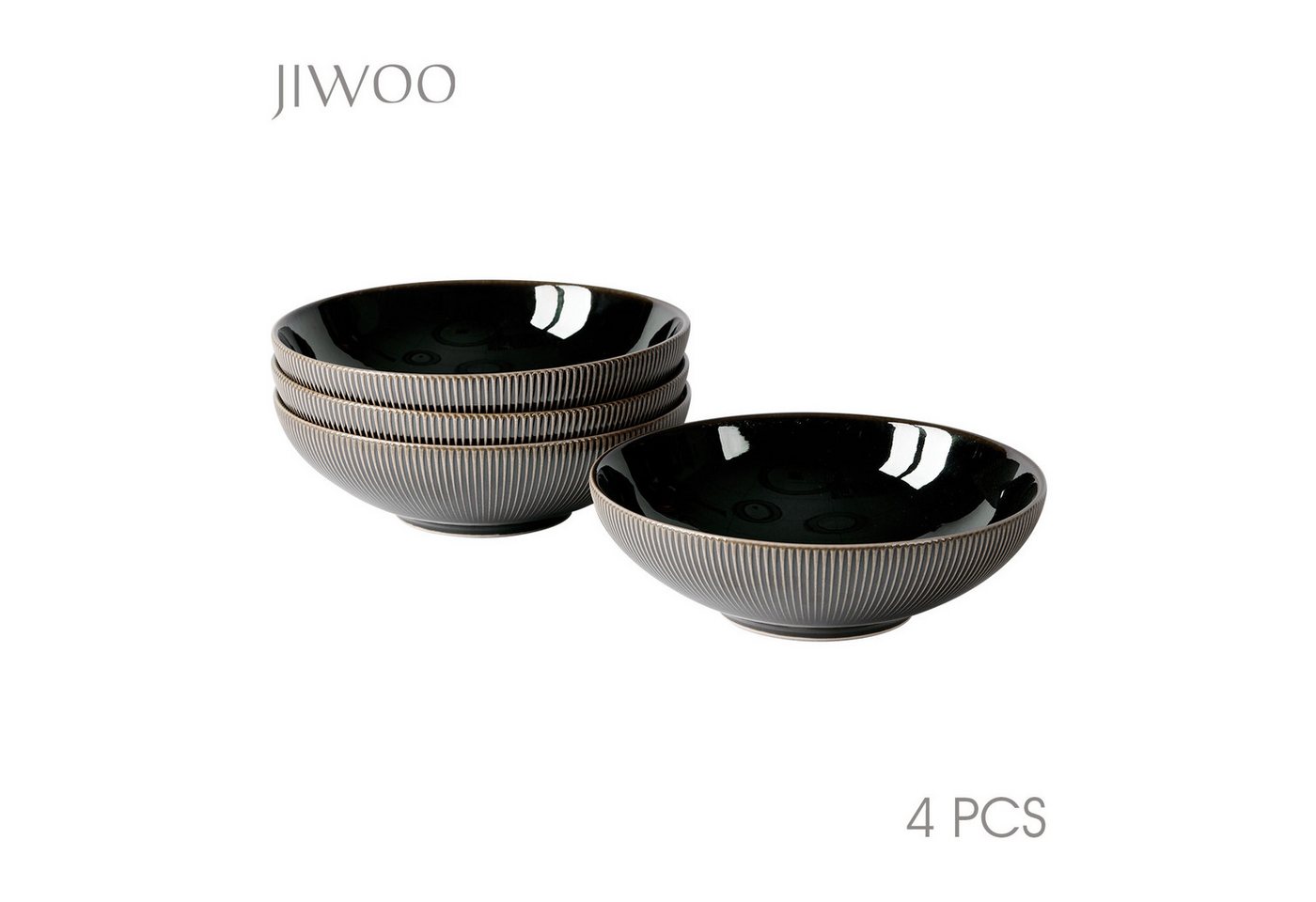 JIWOO Suppenschüssel 4er 8inch,Schüssel-Set,Müslischüssel,Suppenschüssel,Obstschale, Hochwertiges Keramik, (4-tlg), Hochwertiges Keramik,Minimalistisches Design von JIWOO