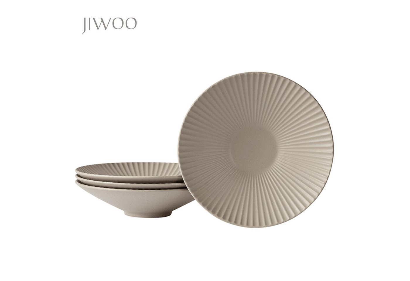 JIWOO Teller 4er,Ø25cm,Japanische Ramenteller,Salatteller,Pastateller, (4 St), Keramik,Mattglas,Stapelbares Design,Spülmaschinengeeignet,Ø25cm von JIWOO