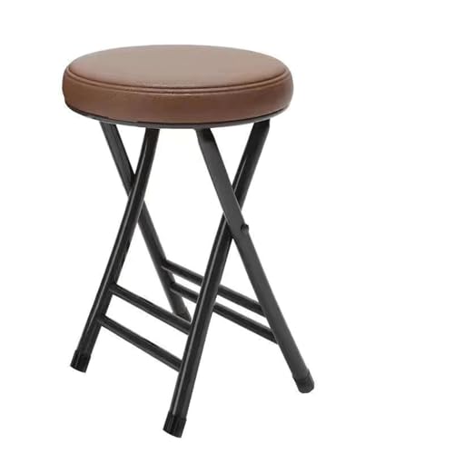 20 Zoll Faltbarer Stuhlhocker - Kompakt Zusammenklappbarer Gepolsterter Hocker Mit Pu -leder, Robustem Metallrahmen Und Fußstütze, Leicht Zu Reinigen, Keine Baugruppe, Tragbar Für Das C(Color:Kaffee) von JIXINHEKEJI