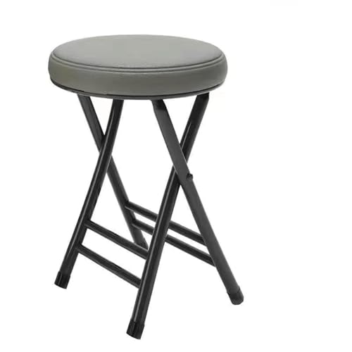 20 Zoll Faltbarer Stuhlhocker - Kompakt Zusammenklappbarer Gepolsterter Hocker Mit Pu -leder, Robustem Metallrahmen Und Fußstütze, Leicht Zu Reinigen, Keine Baugruppe, Tragbar Für Das C(Color:grau) von JIXINHEKEJI