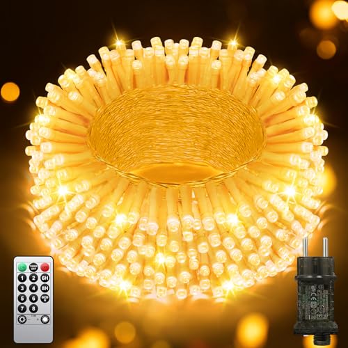 JIXXULVU 38m 380er Led Lichterkette AußEn Timer & Speicher, Wasserdicht 8 Modi Plug In Fairy Light FüR Baum Indoor Schlafzimmer Patio Yard Holiday Decor Warmweiß von JIXXULVU