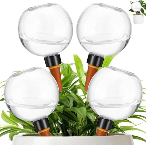 Bewässerungskugeln für Pflanzen, 2 selbstbewässernde Bewässerungskugeln mit Pflanzenspieß, transparente automatische Bewässerungsspikes, wiederverwendbare 500-ml-Wassertropfkugeln für Pflanzen, Pflanz von JIYIHENKEAI