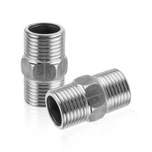 JIYIN 2 Stück Edelstahl Doppelnippel, 1/2" Duschschlauch Adapter Duschschlauch Verlängerung Gewinde-Rohranschluss Gewindefitting für verschiedene Wasserleitungen oder Luftleitungen verbindenden JIYIN 2 Stück Edelstahl Doppelnippel, 1/2" Duschschlauch Adapter Duschschlauch Verlängerung Gewinde-Rohranschluss Gewindefitting für verschiedene Wasserleitungen oder Luftleitungen verbindenden von JIYIN