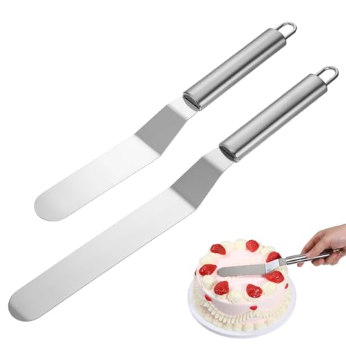 JIYIN 2 Stück Tortenmesser, Tortenspachtel Edelstahl Winkelpalette Torte zum Glätten Tortenschneider Zum Backen Verteilen Und Dekorieren Von Torten JIYIN 2 Stück Tortenmesser, Tortenspachtel Edelstahl Winkelpalette Torte zum Glätten Tortenschneider Zum Backen Verteilen Und Dekorieren Von Torten von JIYIN