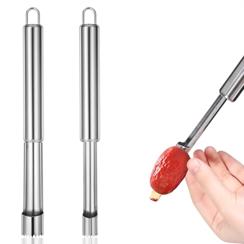 JIYIN 2 Stück Edelstahl Apfelentkerner, Ø 1.4/2cm Entkerner Apfelausstecher Ausstecher Kernausstecher mit Aufhängeöse Corer Kernausstecher Kerngehäuse Tool Für äpfel Birnen Weißdorn Rotes Datum JIYIN 2 Stück Edelstahl Apfelentkerner, Ø 1.4/2cm Entkerner Apfelausstecher Ausstecher Kernausstecher mit Aufhängeöse Corer Kernausstecher Kerngehäuse Tool Für äpfel Birnen Weißdorn Rotes Datum von JIYIN