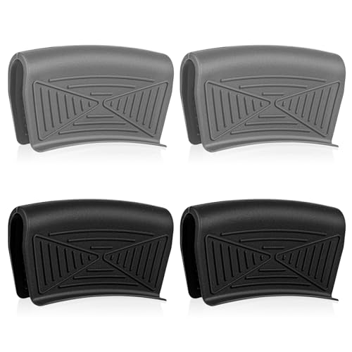 JIYIN 4 Stück Silikongriffe für Töpfe, Silikon Topflappen Griffhalter Silikon Helfen Griff Halter Silikon Topflappen Topfgriff Schutzhülle für Küche Kochen Backen(Schwarz+Grau) von JIYIN