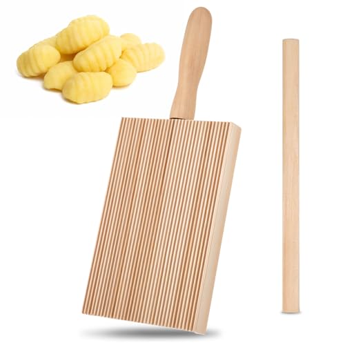 JIYIN Gnocchi Brett mit Griff, Nudelbrett mit Holzstäbchen Gnocchi Brett Küche Werkzeug für Herstellung von Gnocchi in Nudelform von JIYIN