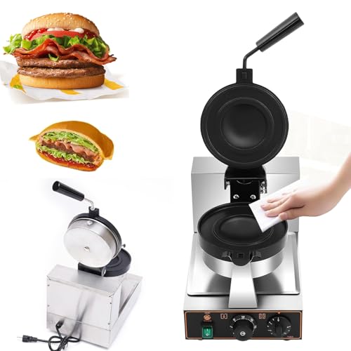 JIYINGHUI Elektrische Hamburgerpresse, Eiscreme-Burger-Maker, Edelstahl, 1,2 kW/1,3 kW, Gelato-Panini-Presse für Frühstückslokale/Cafés, Temperatur einstellbar von 50–300 °C Twist-onstyle von JIYINGHUI