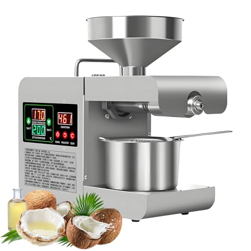 JIYINGHUI Ölextraktionsmaschine 820 W, Kalt- und Heißpresse Nüsse, Pressgeschwindigkeit 3–5 kg/h, hohe Ölausbeute verfügbar, geräuscharm, kein Rauchstaub, für gewerbliche/Private Küche, Heimwerker JIYINGHUI Ölextraktionsmaschine 820 W, Kalt- und Heißpresse Nüsse, Pressgeschwindigkeit 3–5 kg/h, hohe Ölausbeute verfügbar, geräuscharm, kein Rauchstaub, für gewerbliche/Private Küche, Heimwerker von JIYINGHUI