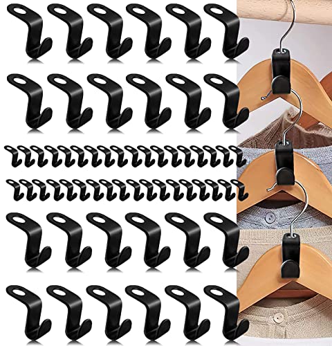 60 Stück Kleiderbügel Verbindungshaken,Rutschfester Kleiderständer Cascading Kleiderbügelhaken Mini Haken zum Verbinden von Kleiderbügeln Clip für Krawattenhalter(Schwarz) von JIYISHIHOU
