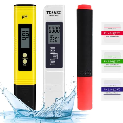 JIYISHIHOU PH Messgerät, PH/TDS/EC Temperatur und Bio-Mineral-Teststift 5 in 1 Set, 0-14 pH-Messbereich-±0,1 pH-Genauigkeit, PH Wert Messgerät Pool Trinkwasser Schwimmbad Aquarium Pools… von JIYISHIHOU