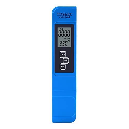 Wasserqualitätstest Meter, 3 in 1 LCD Digital Wasserqualität Tester Wasser Tester, TDS EC Wassertester Hoher Genauigkeit Messbereich 0-9999ppm, für Wasser, Pflanzen, Trinkwasser, Aquarien, etc (Blau) von JIYISHIHOU