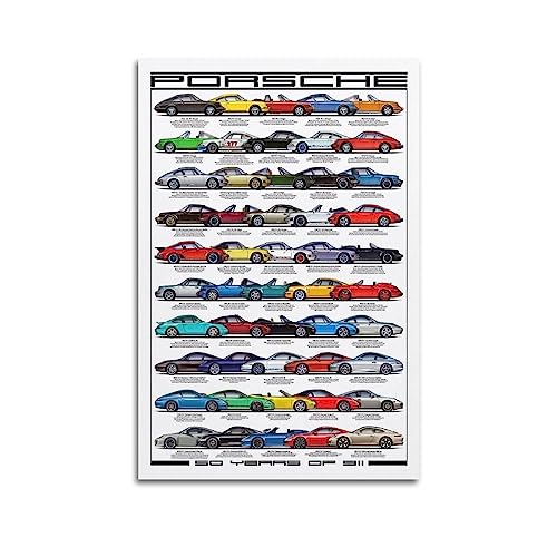 JIYUN Retro-Poster Supercar Porsche 911 50 Years Of Change Poster, dekoratives Gemälde, Leinwand-Wandposter und Kunstdruck, modernes Familienschlafzimmer-Dekor-Poster, 50 x 75 cm von JIYUN