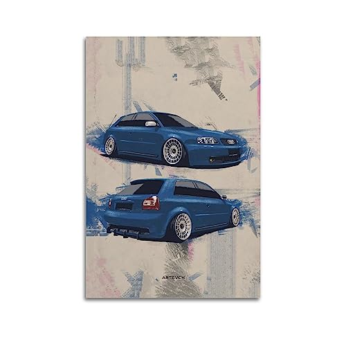 JIYUN Vintage-Poster Audi A3 Sportauto-Poster, dekoratives Gemälde, Leinwand, Wandposter und Kunstbilddruck, modernes Familien-Schlafzimmer, Deko-Poster, 50 x 75 cm von JIYUN