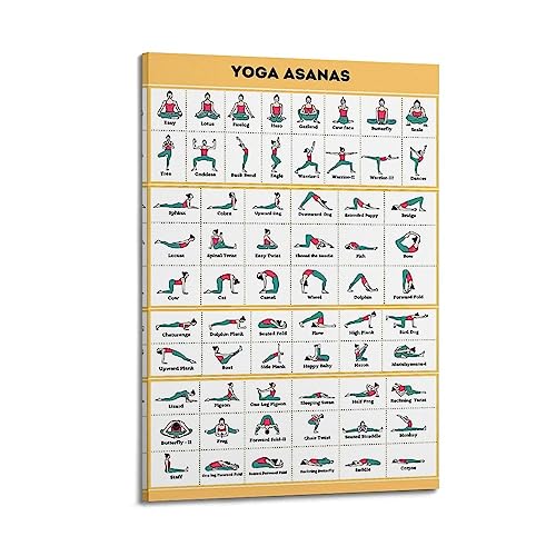 JIYUN Yoga-Poster Yoga Asanas Poster, dekorative Malerei, Leinwand, Wandposter und Kunstdruck, modernes Familienschlafzimmer, Dekoration, Poster, 60 x 90 cm von JIYUN