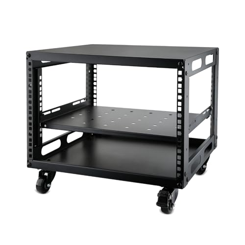 6U Open Frame Server Rack with Wheels Free Standing Network Server Rack for Servers & AV Gear Black von JIZEUO