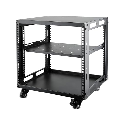 JIZEUO 9U Open Frame Server Rack with Wheels Free Standing Network Server Rack for Servers & AV Gear Black von JIZEUO