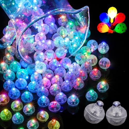 JIZZU Runde LED Ballons Lichter, 120 Stück Mini Runde Ball Ballon Licht, Bunte Runde Led Ballons Lichter für Papierlaterne Ballon Party Halloween Hochzeit Party Geburtstag Dekoration von JIZZU