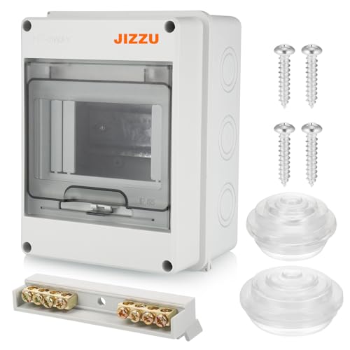 JIZZU Verteilerkasten Aufputz, IP65 Sicherungskasten Aufputzs, 1 Reihig 5 Module Aufputzverteiler,Feuchtraum Aufputzs Verteilerkasten,Unterverteilung Aufputz für Garten oder Außenbereichen von JIZZU