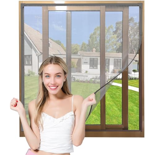 Fliegengitter Fenster Magnet, Zuschneidbar Mückennetz Fenster, Insektenschutz Fenster Magnetisch ohne Bohren, Glasfaser-Mesh Moskitonetz Fenster Mit Rahmen von JIcloun