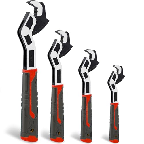 JIcloun 4er Set Universal Schraubenschlüssel Verstellbar - Alles IN 1 Selbsteinstellend Rohrzange/Maulschlüssel/Rollgabelschlüssel etc. aus CR-V Stahl mit Gummigriff - (max. 43mm Maulweite) von JIcloun