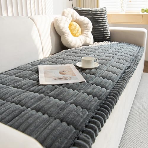 JIcloun Plüsch Sofa Auflagen Decke, Anthrazit Waschbar Sofa überzug Sofaschoner rutschfest Erkerfenster Kissen Flauschig Weich Teppich Couch überwurf Decke - 70×120cm von JIcloun