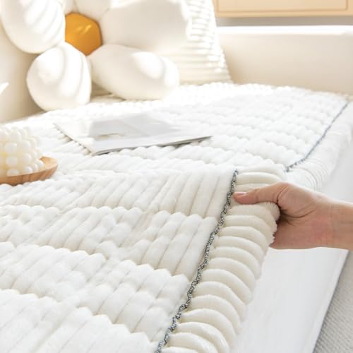 JIcloun Plüsch Sofa Auflagen Decke, Creme Waschbar Sofa überzug Sofaschoner rutschfest Erkerfenster Kissen Flauschig Weich Teppich Couch überwurf Decke - 60×120cm von JIcloun