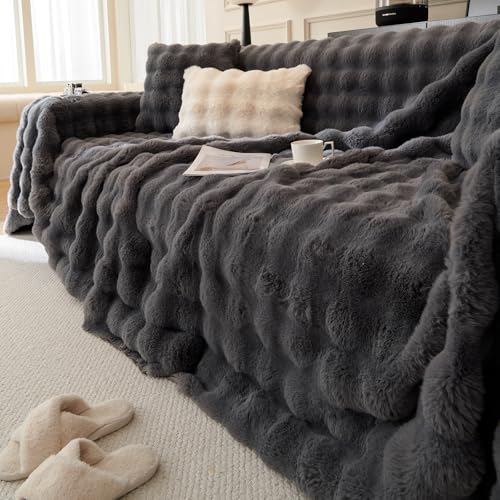 JIcloun Plüsch Sofa Decke überwurf, Anthrazit Wohndecke Warm Weich Bequem Funny Kuscheldecke Fuzzy Sofadecke überwurfdecke Schutzdecke für Couch Bett Sofa von JIcloun