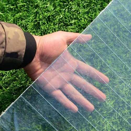 JIwqDY Glasfaserplatte Polycarbonat-Platten 0.8 mm Kunststoff-Dachplatte UV-Schutz Gewächshausplatten, für Dach, Überdachung, Anpassbar(1x3m) von JIwqDY