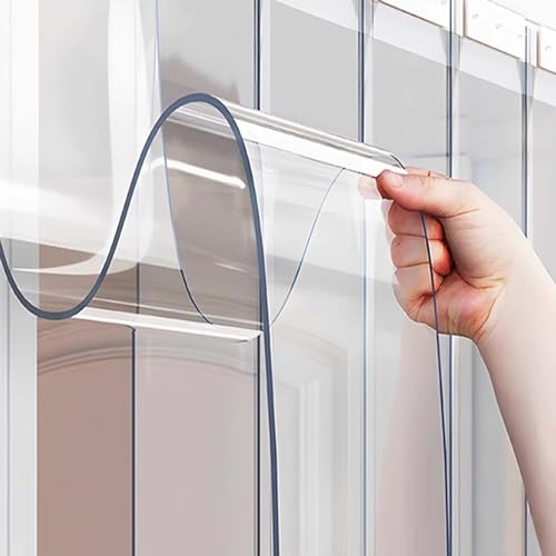 JIwqDY Kunststoff Vinyl PVC StreifenTürvorhang, Winddichter Streifenvorhang Transparenter Türvorhang für Freezer Cooler Home Mall Warehouse (Color : 2.2mm, Size : 105x220cm) von JIwqDY