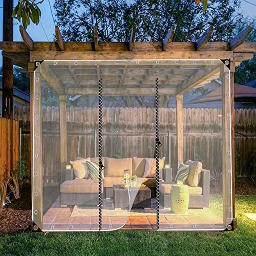 JIwqDY Outdoor Vorhänge Wetterfest Transparente Plane mit Reißverschluss 0,3mm Terrassenüberdachung für Veranda, Pergola, Cabana, Aussenvorhang (Color : Transparent, Size : 1.5x2.5m) von JIwqDY