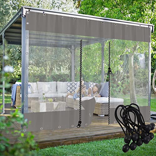 JIwqDY Outdoor Vorhang Wetterfest Pergola Seitenvorhänge mit Reißverschlusstür PVC Kunststoffplane für Pergola, Garten, Terrasse (Color : Gray, Size : 1.8x2m/5.9x6.5ft) von JIwqDY