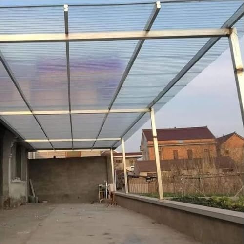 JIwqDY Polycarbonat-Dachplatten, 0.8 mm Glasfaserplatte UV-Schutz wasserdichte Isolierplatten, für Garten Terrassen Balkon Gewächshausplatten(0.5x2m(1.6x6.6ft)) von JIwqDY