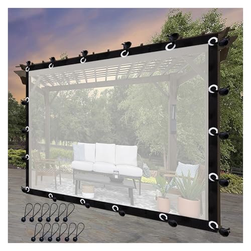 JIwqDY Transparente Plane mit Ösen Wetterfeste Abdeckplane Pavillon Seitenwände für Pergola Balkon Anpassbar(3x1.2m(9.84x3.94ft)) von JIwqDY
