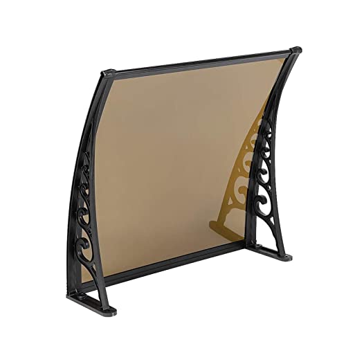 JIwqDY Vordach für Haustür 150x300cm Polycarbonat Pultvordach Aluminiumhalterung Überdachung Haustürvordach Türdach für Draußen Sonnenschutz Regenschutz (Color : Brown, Size : 150x200cm/59x78.7in) von JIwqDY