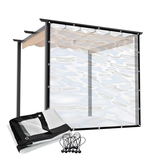 Outdoor Vorhang Plane Wasserdicht Gartenpavillons Klare Tarps mit Ösen Plastikplane für Patios Veranda Pflanze(8'x6'/2.5x1.8m) von JIwqDY
