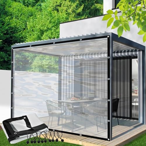 Pavillon Seitenwände Transparente wasserdichte Plane mit Ösen Outdoor Vorhang für Pergola, Veranda, Pavillon Seitenteile(2.5x2m) von JIwqDY
