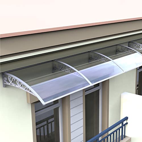JIwqDY Vordach für Haustür Aluminium Pultvordach Pultbogenvordach Transparent Polycarbonat Überdachung für Draußen Sonnenschutz Regenschutz (Color : White+Clear, Size : 120x300cm) von JIwqDY